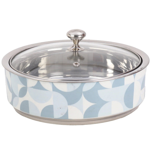 Double Walled Insulated Serving Casserole 1.5L 304 Stainless Steel Glass Lid Coaster Variant 3
