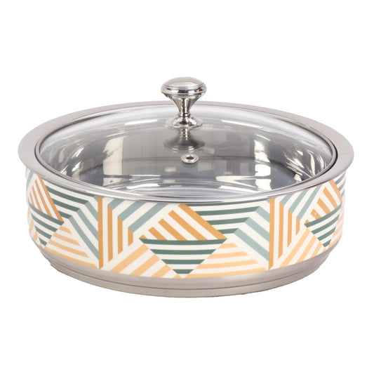 Double Walled Insulated Serving Casserole 1.5L 304 Stainless Steel Glass Lid Coaster Variant 2