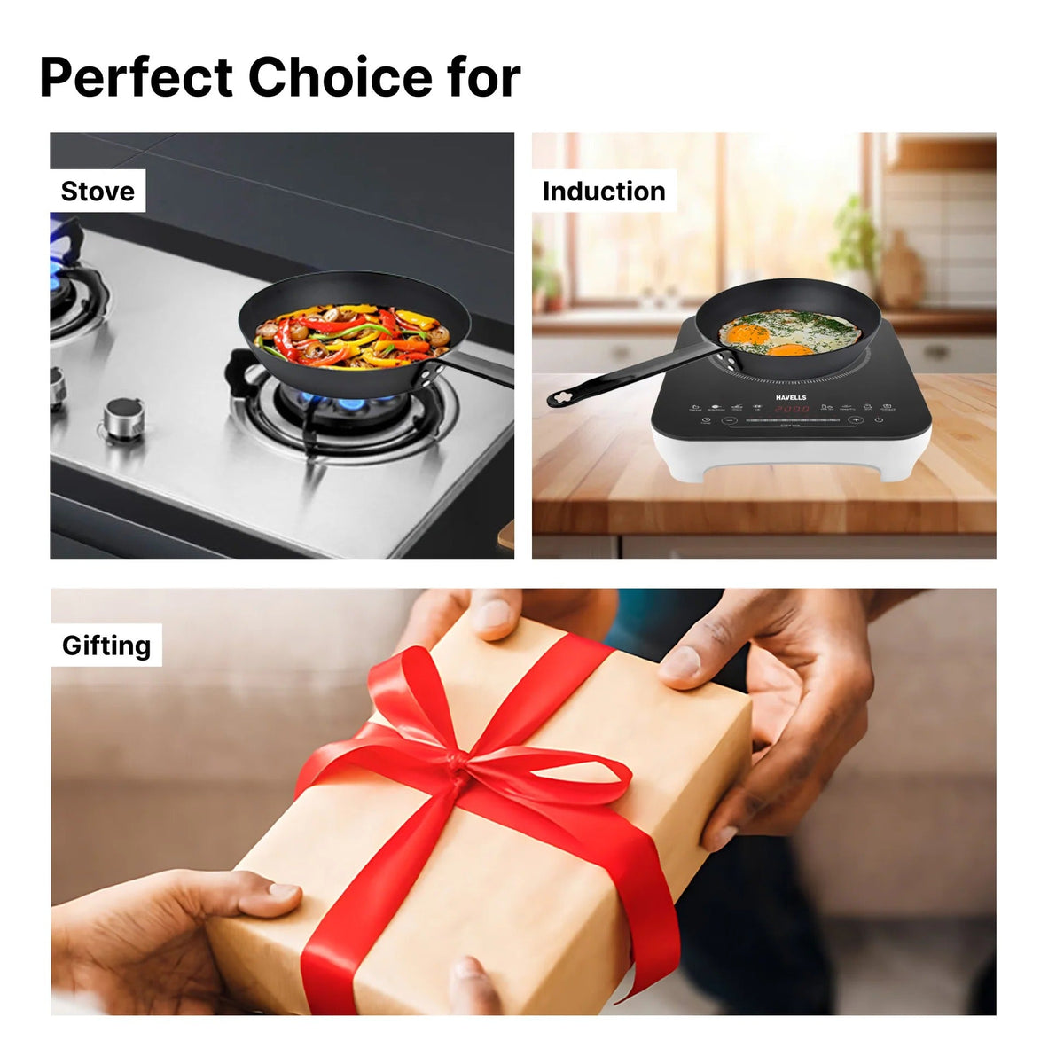 Carbon Steel Pan 28 cm Pre-Seasoned Non-Stick Gas Induction Omelette Fish Fry Black