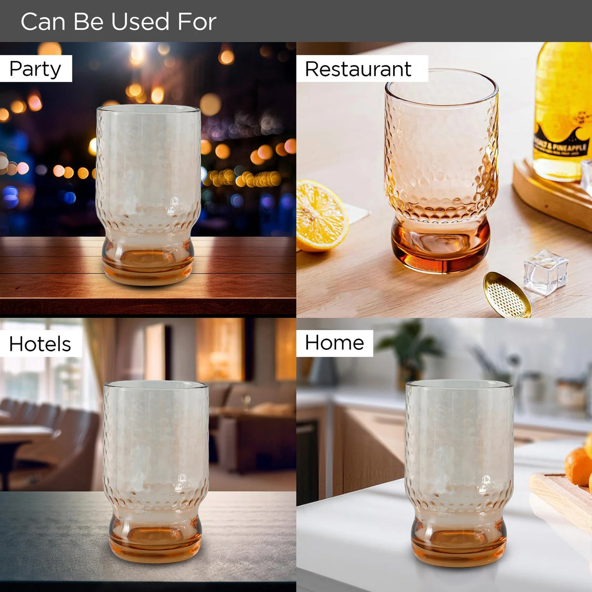 Set of 2: Lead-Free Amber Juice Glasses, 430 ml, Stylish & Versatile
