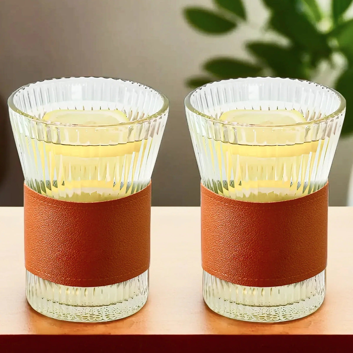 Glass Tea and Coffee Mugs Pack of 2 (280 ml), Chic Sleeves