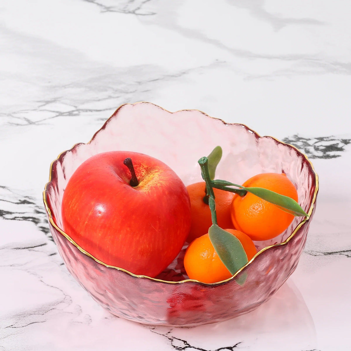 Borosilicate Glass Salad Bowl 670 ml Pink Elegant Design Serving Platter Snack Serving Bowl