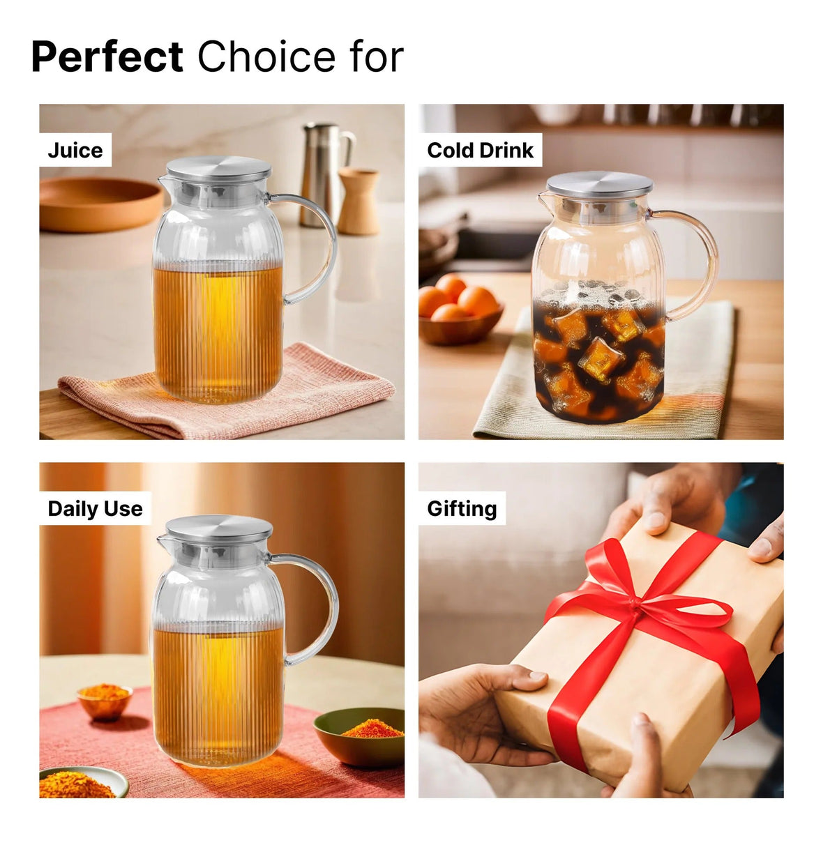 Borosilicate Jugs and Glasses Set Grey Pack of 5