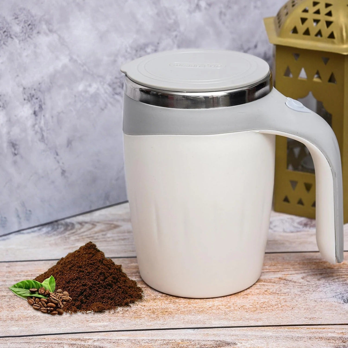 Self-Stirring Coffee Mug, Battery Operated, 380 ml, Gray