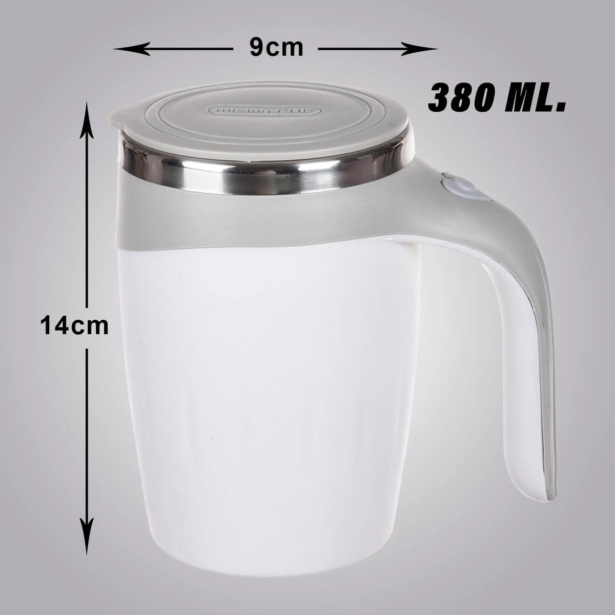 Self-Stirring Coffee Mug, Battery Operated, 380 ml, Gray
