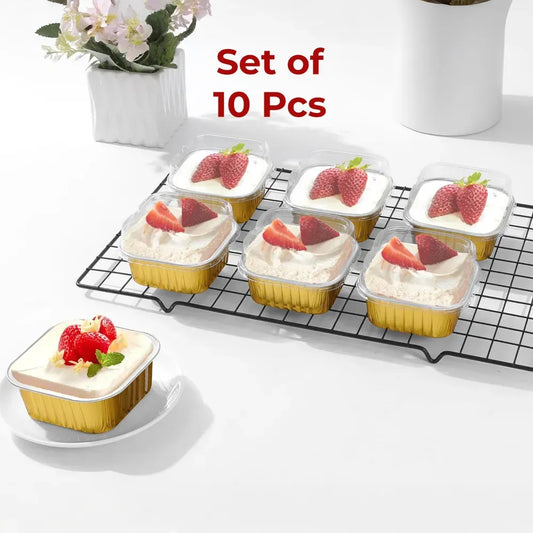110 ml Round Aluminium Foil Container Oven Safe Disposable - Square