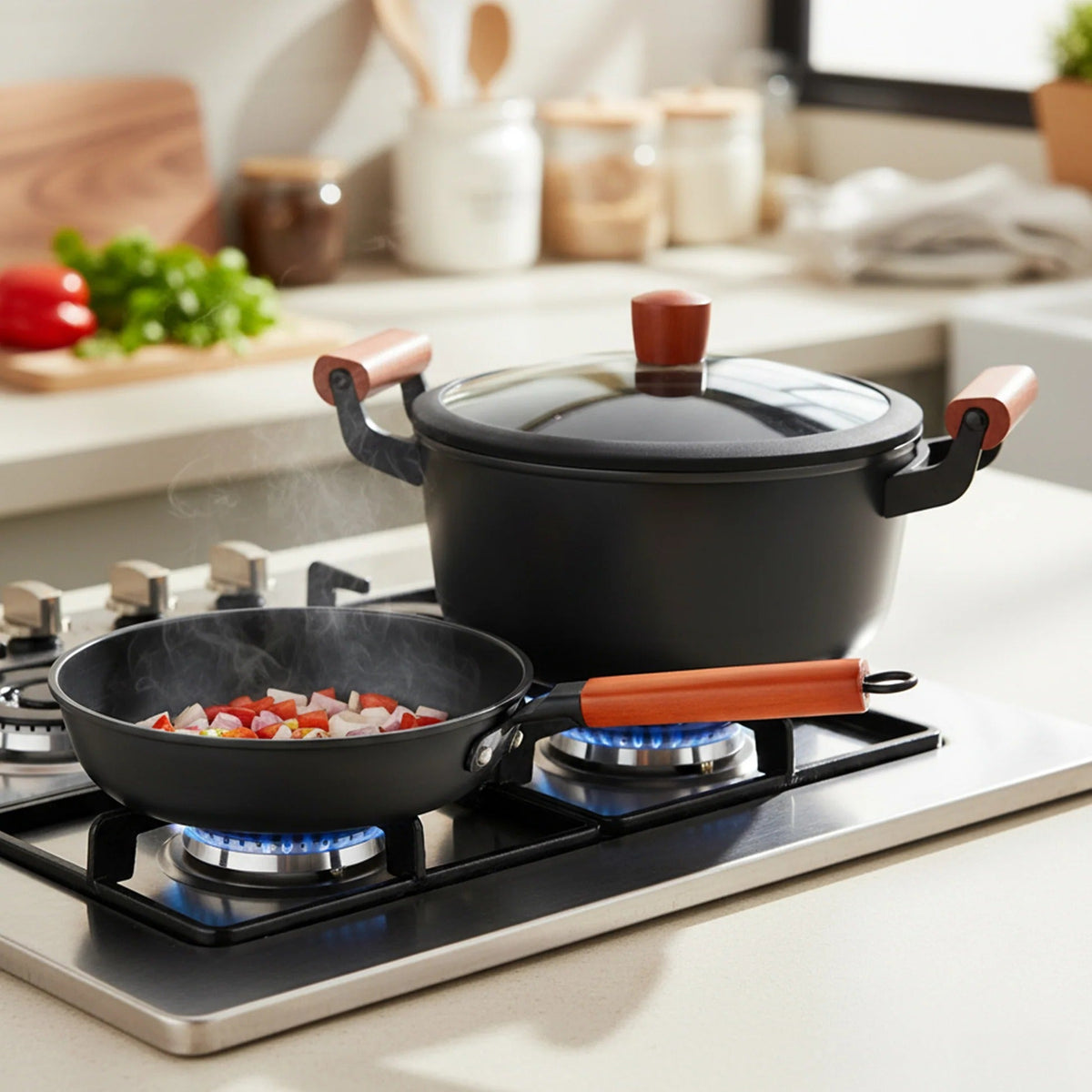 Cast Iron 12 inch Frying Pan Durable Non-Toxic Cookware Black