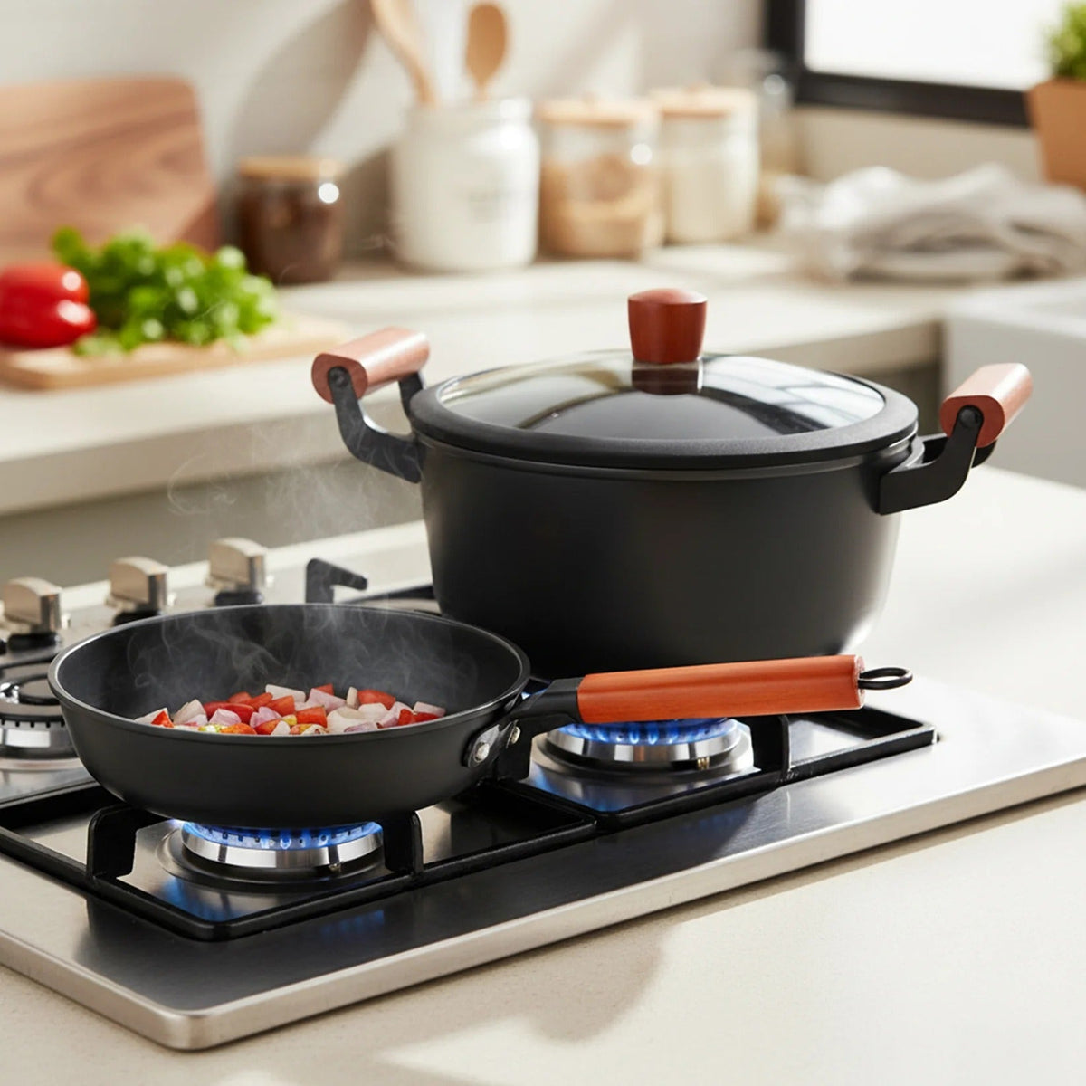 Cast Iron 12 inch Frying Pan Durable Non-Toxic Cookware Black