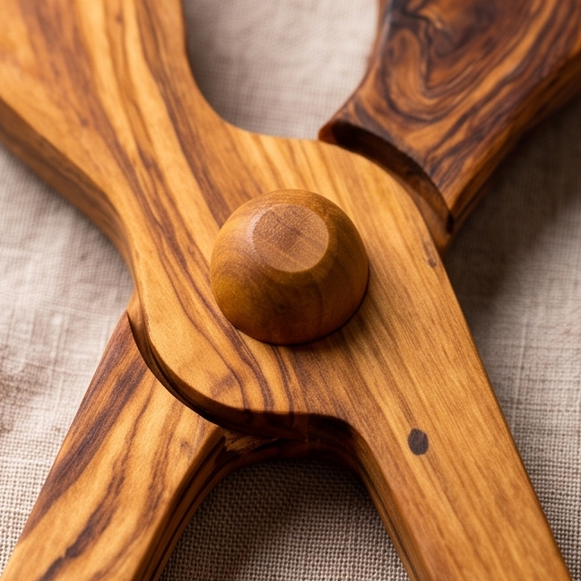 Olive Wood Salad Tongs | Wooden Serving Cooking Scissors Spoon Fork Food Clamps