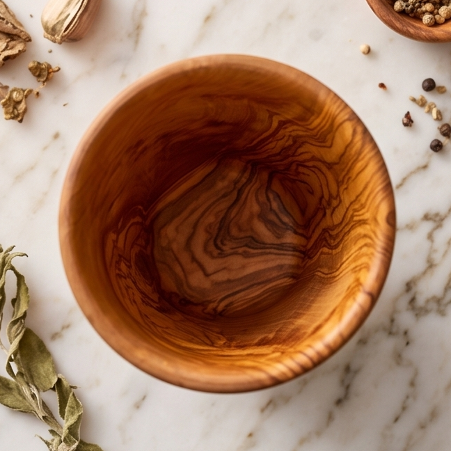 Luxury Solid Olive Wood Utensil Holder | Rustic Kitchen Countertop Storage Organiser