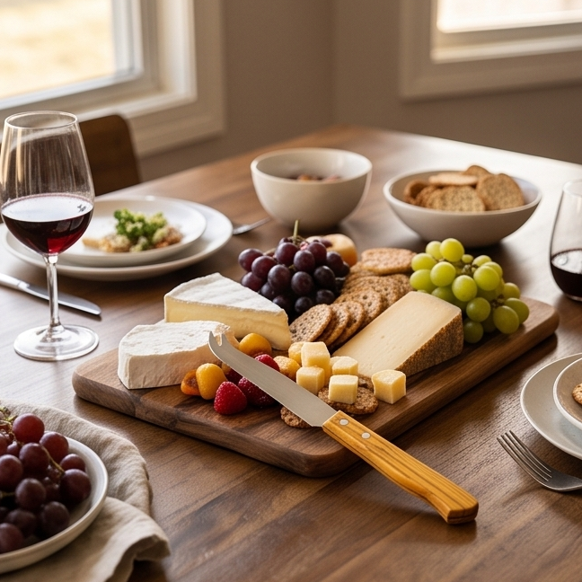 Premium Wooden Handle Cheese Knife with Forked Tip | Stainless Steel