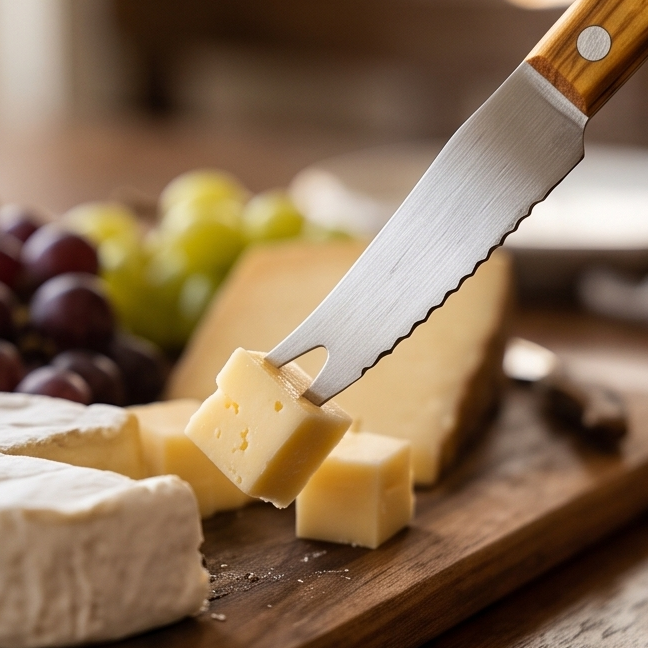 Premium Wooden Handle Cheese Knife with Forked Tip | Stainless Steel
