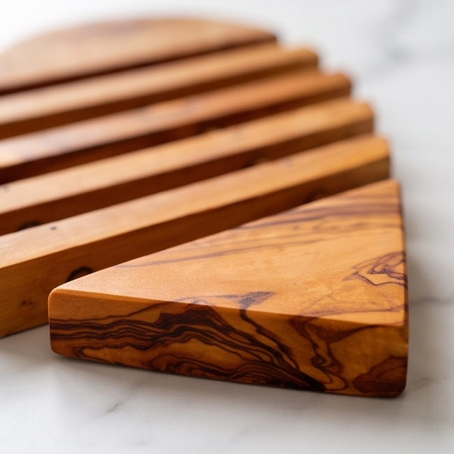 Handcrafted Heart Shaped Olive Wood Trivet (22x22 cm) | Hot Pad