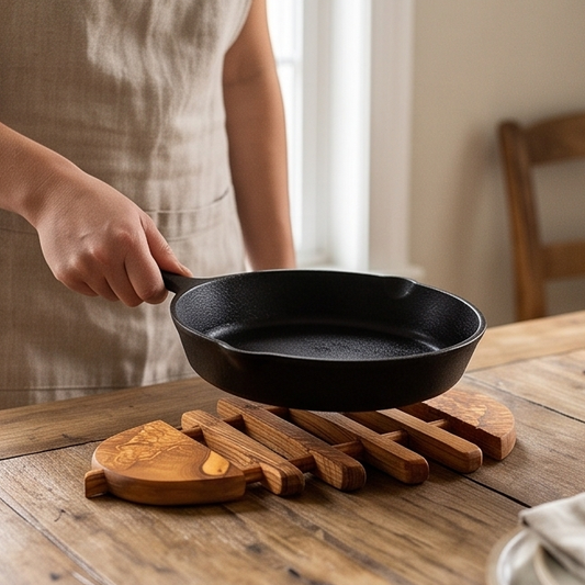 Handcrafted Olive Wood Trivet (21x18 cm) | Hot Pad