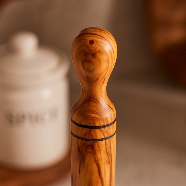 Handcrafted Olive Wood Paper Towel Holder (30 cm) | Standing Roll Dispenser