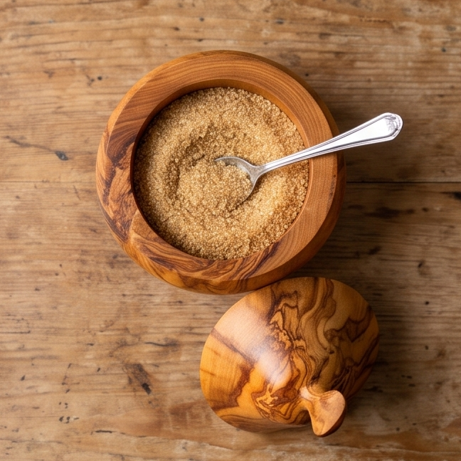 Handcrafted Pear Shaped Olive Wood Sugar Bowl & Spice Jar (12 cm)
