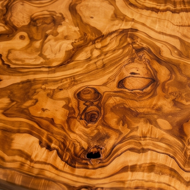 Handcrafted Irregular Olive Wood Serving Tray with Handles | Live Edge Platter