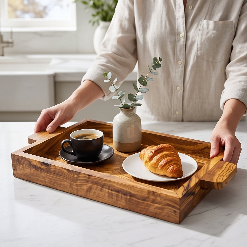 End Grain Olive Wood tray 40 cm and 45 cm