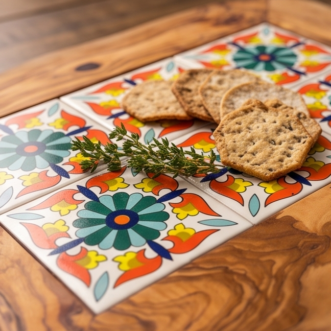 Rustic Olive Wood Ceramic Tray | Various Colours