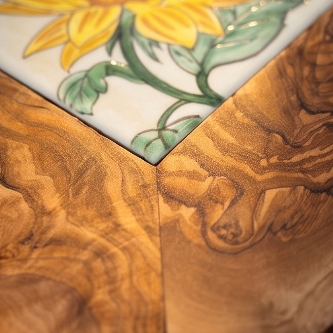 Small Rustic Olive Wood Ceramic Restaurant Serving Tray
