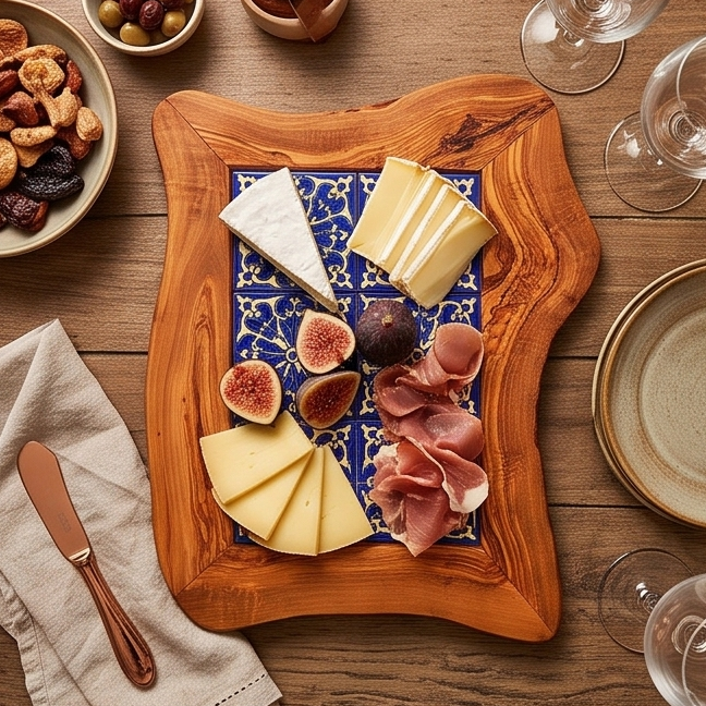 Rustic Olive Wood Ceramic Tray | Various Colours