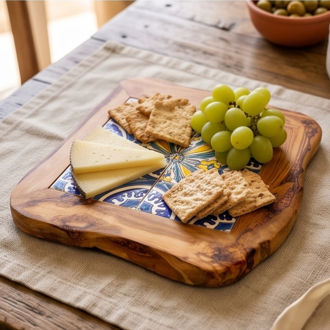 Medium Rustic Olive Wood Ceramic Tray 15 cm