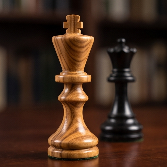 Handcrafted Olive Wood Chess Pieces Set of 32 - Wooden Chessmen