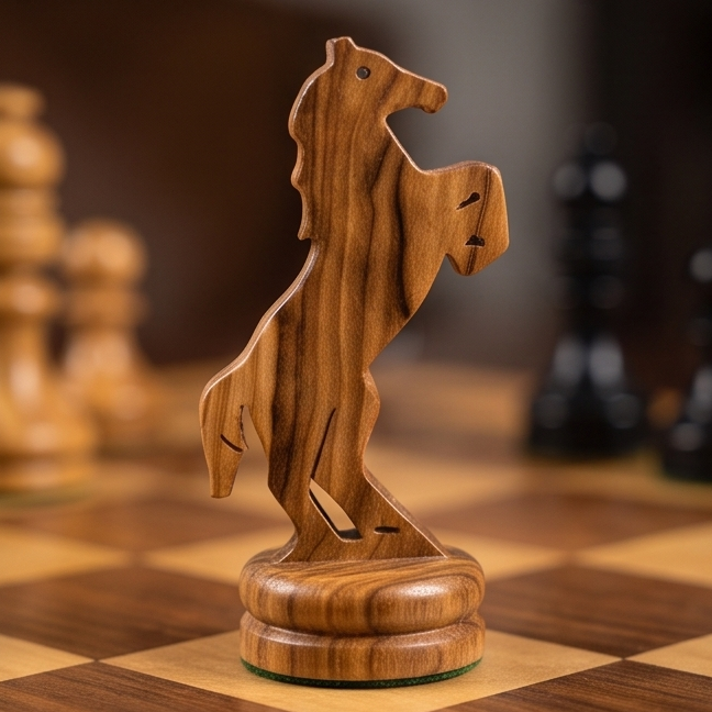 Handcrafted Olive Wood Chess Pieces Set of 32 - Wooden Chessmen