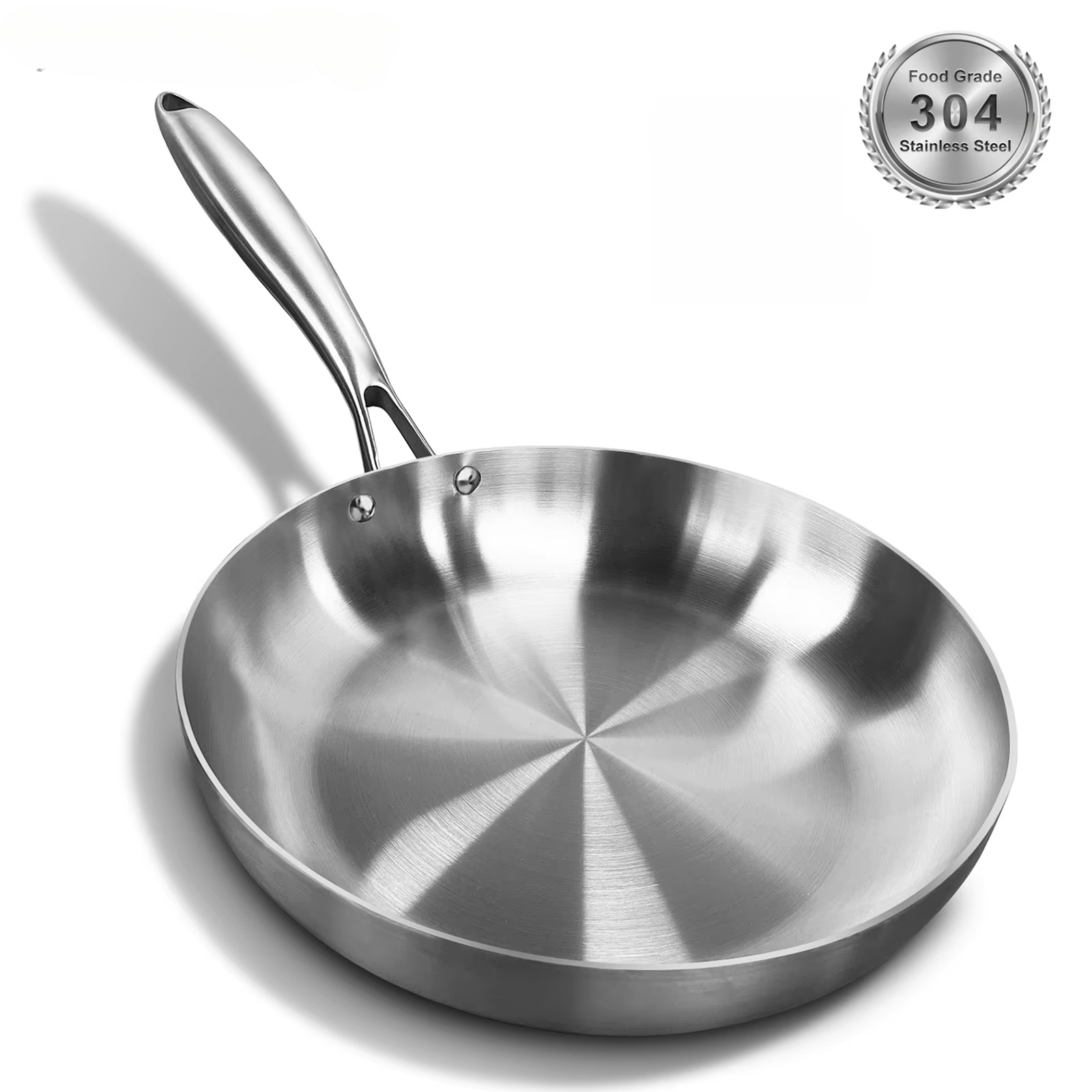 Stainless Steel Non-Stick Frying Pan – Uncoated Kitchen Cookware, Ideal for Searing Steaks and Versatile Cooking on Gas and Induction Cooktops