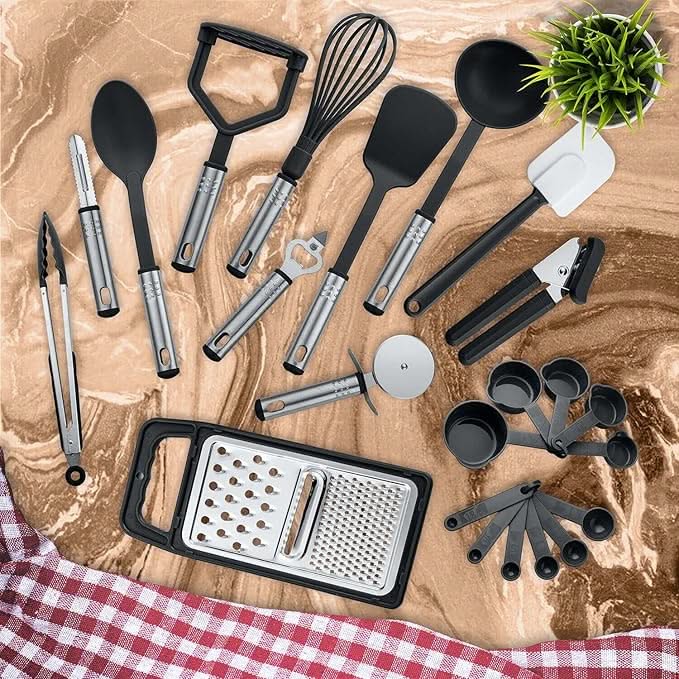 25-Piece Kitchen Utensils Set – Heat-Resistant Non-Stick Cooking Utensils Set – Versatile Spoons, Turners, Spatulas, and Ladle for Everyday Kitchen Needs
