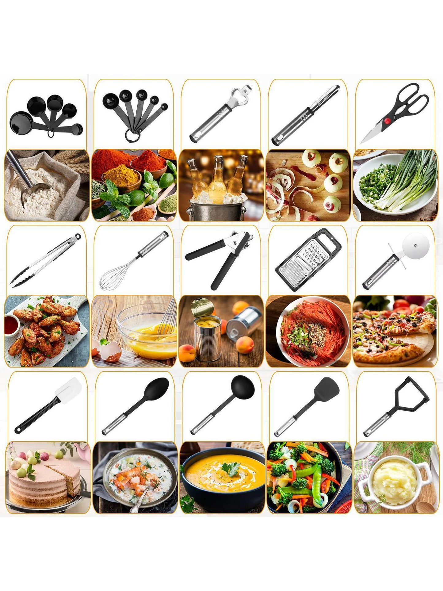 25-Piece Kitchen Utensils Set – Heat-Resistant Non-Stick Cooking Utensils Set – Versatile Spoons, Turners, Spatulas, and Ladle for Everyday Kitchen Needs