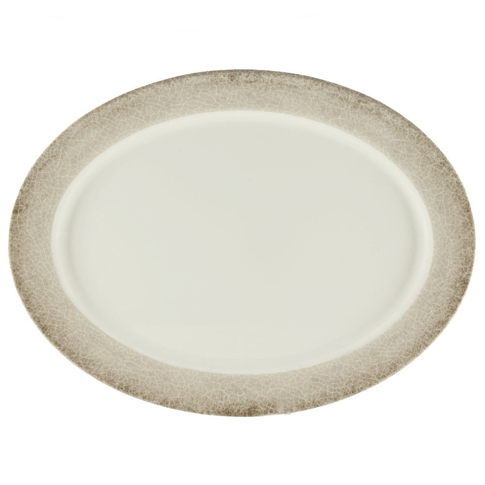 Oval Melamine Platter with Crackle-Finished Border
