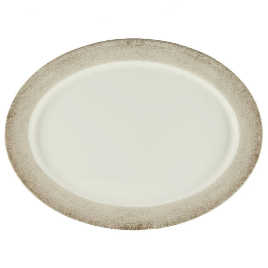Oval Melamine Platter with Crackle-Finished Border