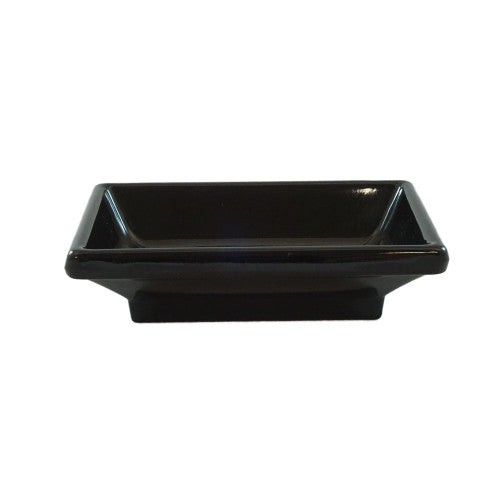Classic Rectangular Melamine Sauce Dish 95mm x 65mm - Pack of 12 - Black