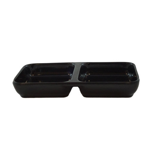 Classic Melamine Rectangular Sauce Dish - Pack of 12 Black