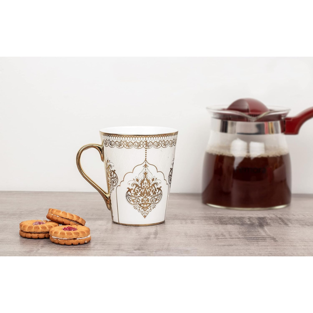 Heritage Gold Coffee Mug Milk Mug, 330 ml, Not Microwave Safe, Ceramic