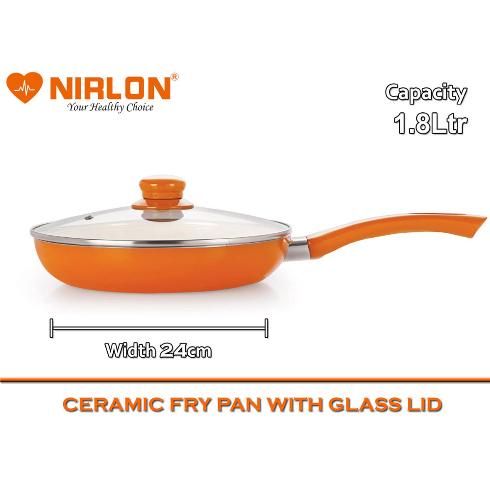 Ceramic Cooking Fry Pan 24 cm, Heat-Resistant Handle