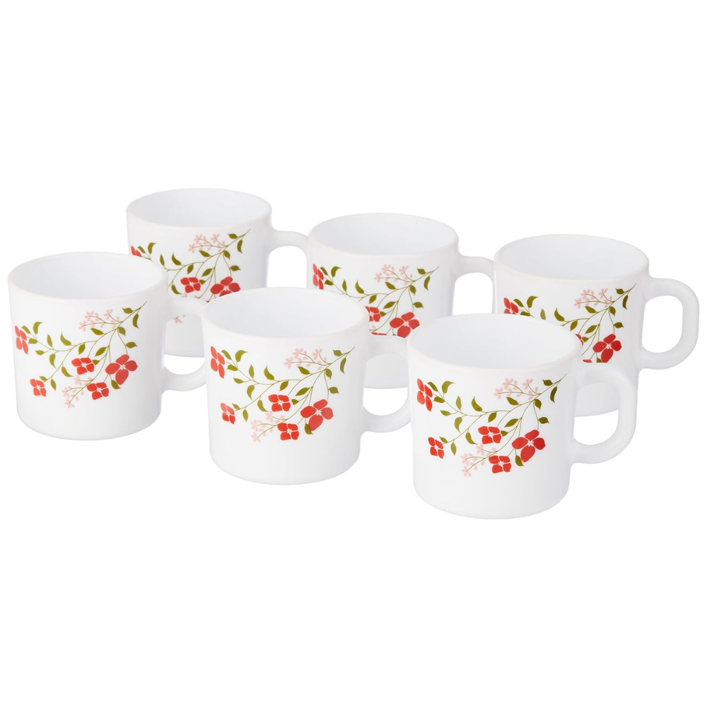 Janus Opalware Mug Set, 6 Pieces, 180 ml Each