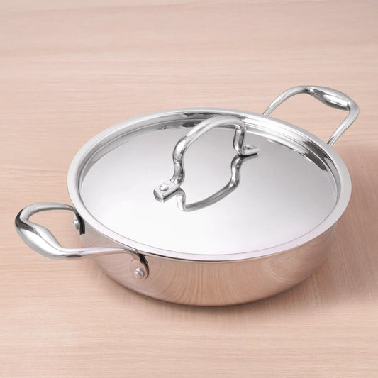 Tri-Ply Stainless Steel Saute Pan 22 cm 2L with Steel Lid