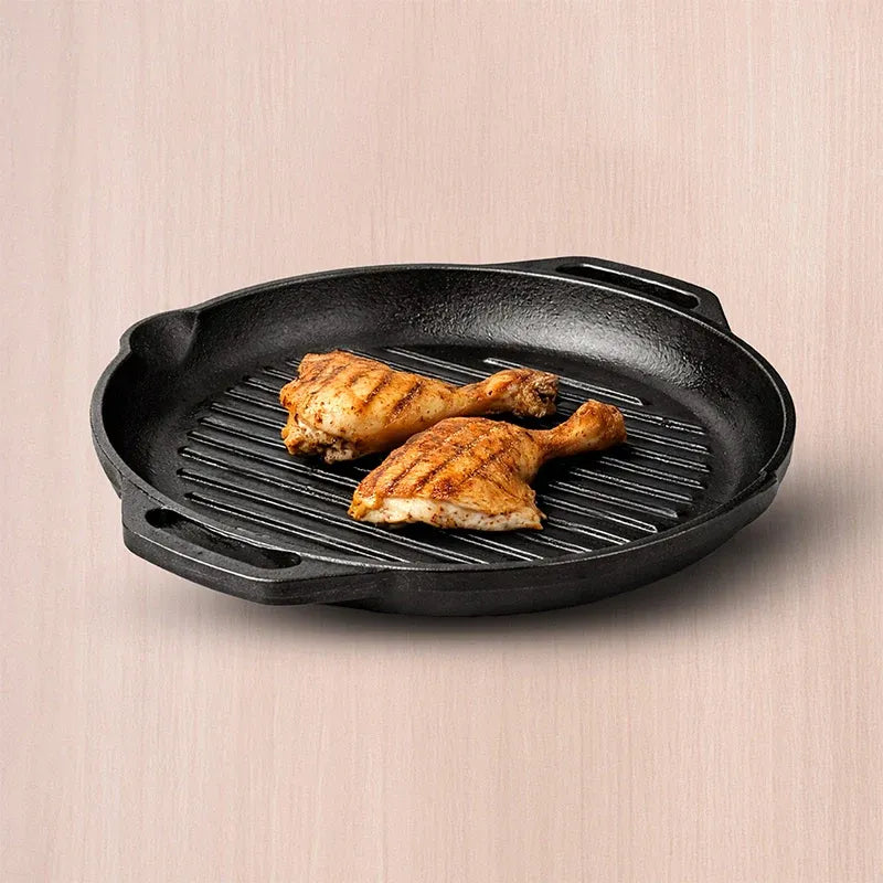 Cast Iron Grill Pan with Twin Handle Pre-Seasoned