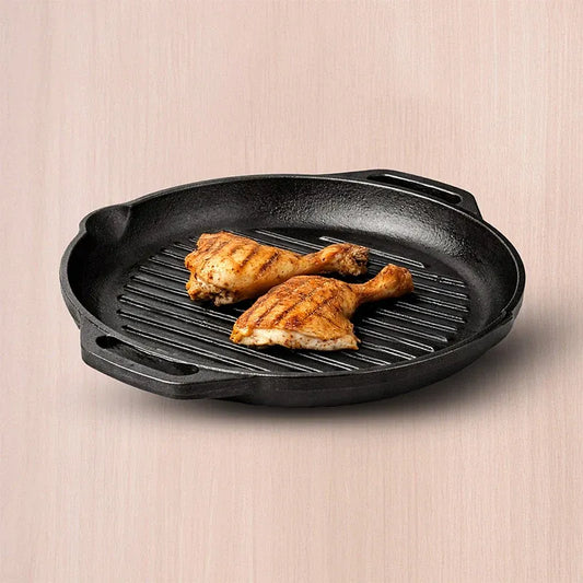 Cast Iron Grill Pan with Twin Handle Pre-Seasoned