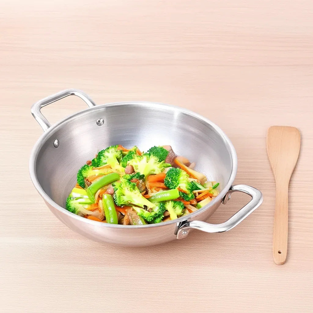 Stainless Steel Kadai with Free Flip Large - 26cm.6L