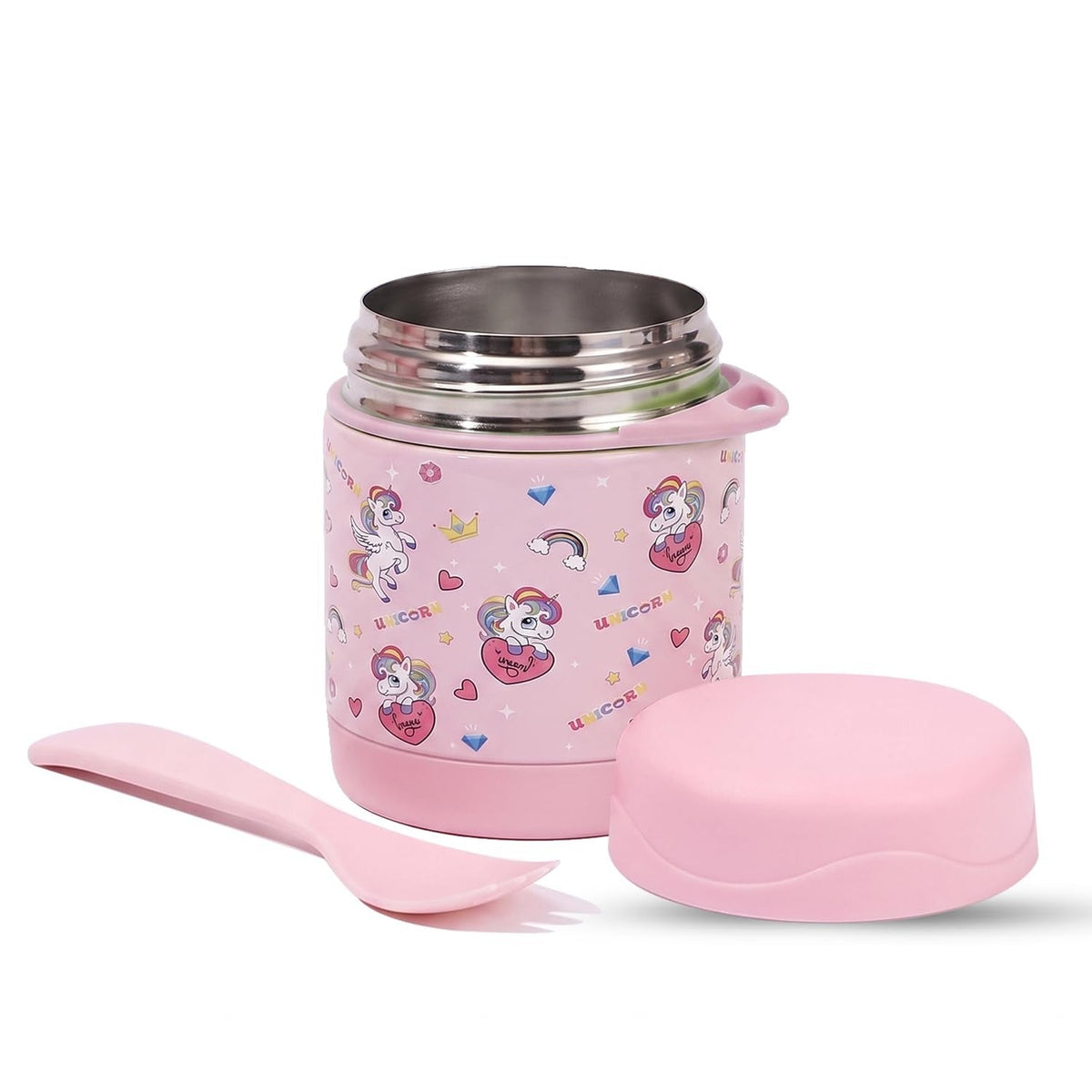 304 Stainless Steel Baby Feeding Bowl with Spoon - (Pink Unicorn)