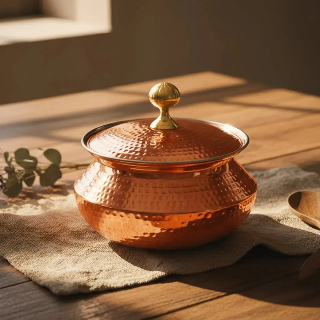 Copper Degchi with Lid Traditional Copper Cookware