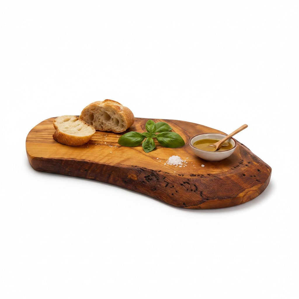 Handmade Olive Wood Long Freeform Serving Board | Live Edge Cheese Grazing Platter Board | Beautiful Natural Grain | 20–50 cm