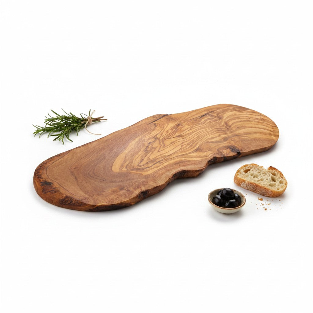 Handmade Olive Wood Long Freeform Serving Board | Live Edge Cheese Grazing Platter Board | Beautiful Natural Grain | 20–50 cm