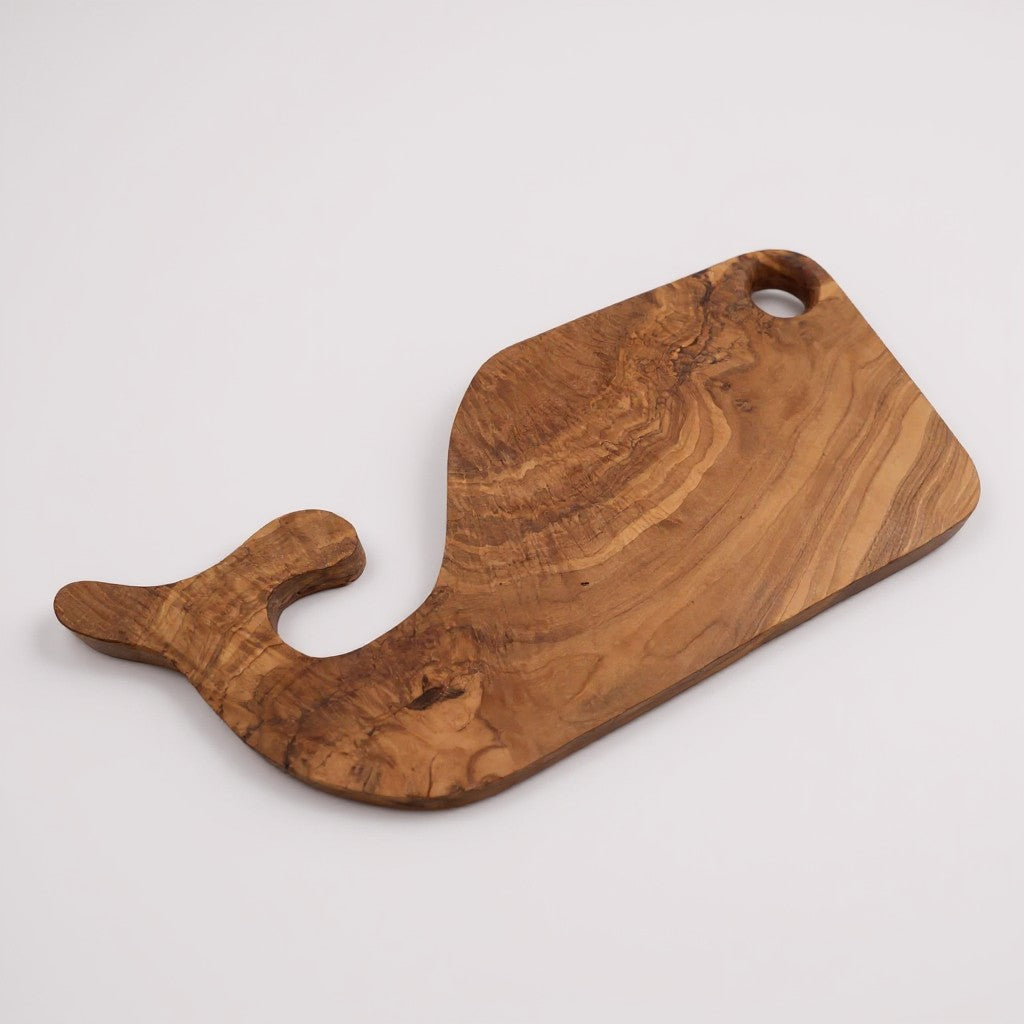 Whale Shaped Olive Wood Serving Board | 35 cm Hand-Carved Appetizer Board
