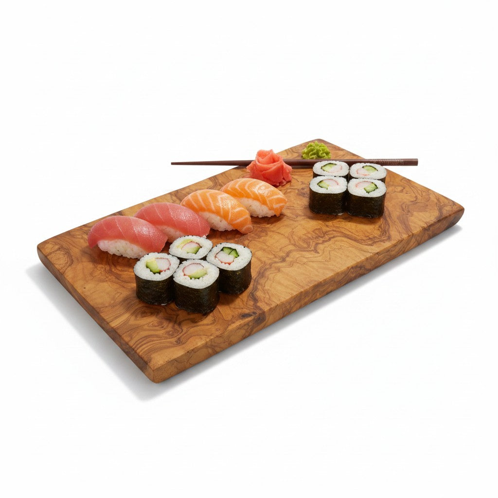 Handmade Olive Wood Rectangular Cutting Board | Thick Flat Cheese & Grazing Serving Board | Beautiful Natural Grain | 30–40 cm