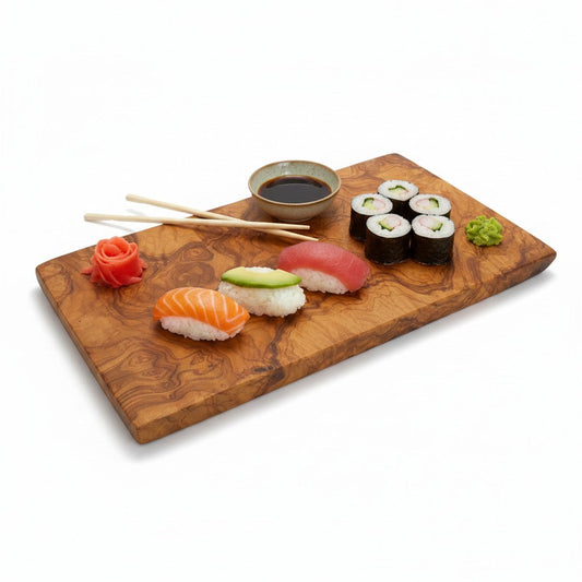 Handmade Olive Wood Rectangular Cutting Board | Thick Flat Cheese & Grazing Serving Board | Beautiful Natural Grain | 30–40 cm