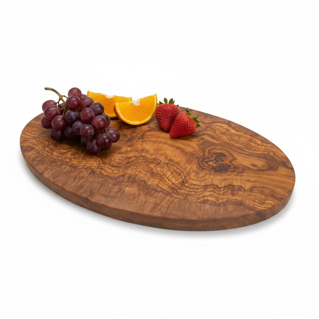 Handmade Oval Olive Wood Cutting Board | Elegant Grazing Cheese & Fruit Serving Board | Natural Grain | 20–40 cm